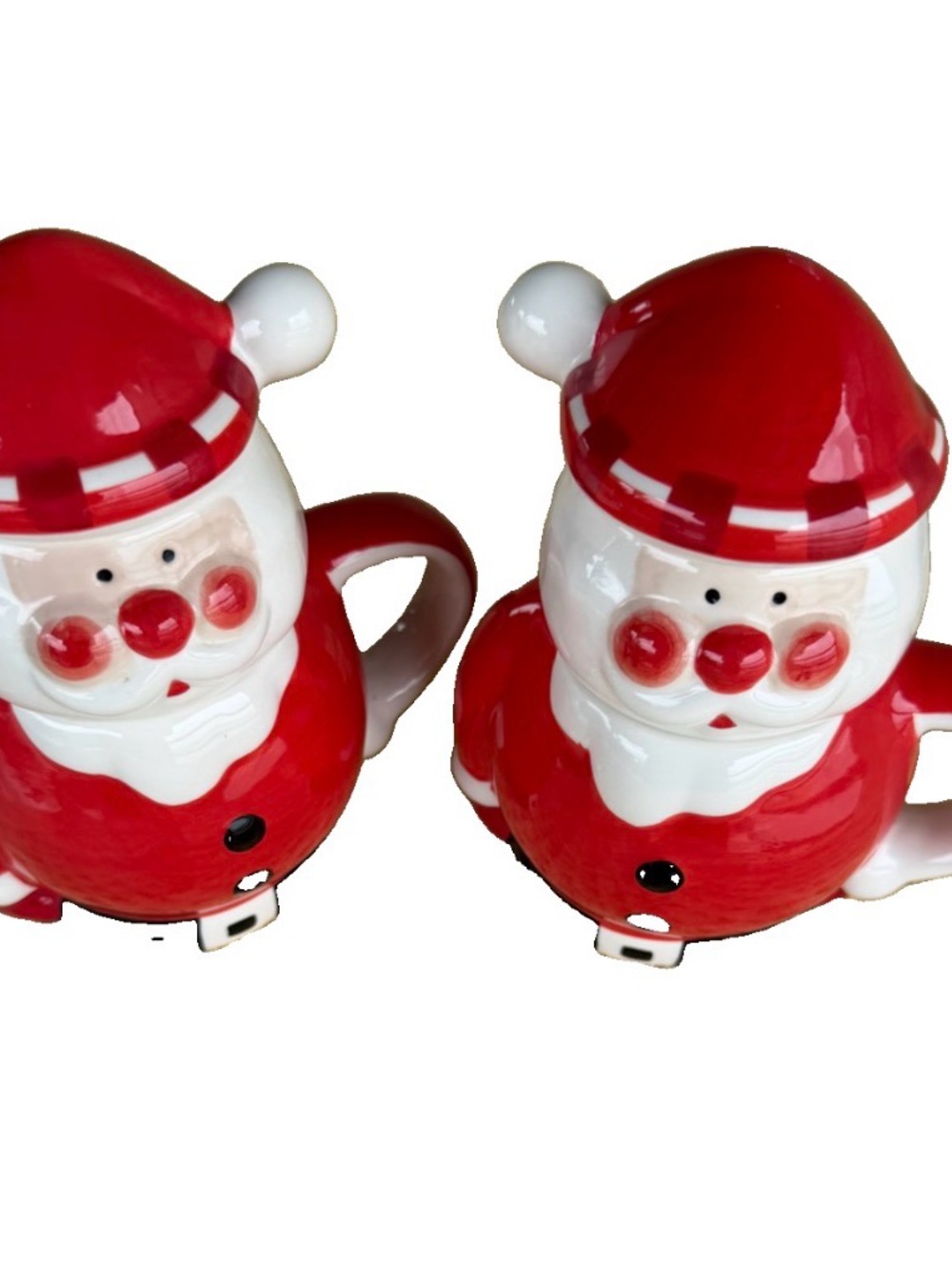Pier 1 Spice Tea Wine infused 3 piece rare retired  Red Santa Ceramic - Set of 2